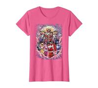 Power Rangers Mighty Morphin' Megazord Starry Night Poster Camiseta, Mujer, Rosa Jaspeado, XS