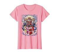 Power Rangers Mighty Morphin' Megazord Starry Night Poster Camiseta, Mujer, Rosado, 3XL