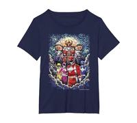 Power Rangers Mighty Morphin' Megazord Starry Night Poster Camiseta, Mujer Tallas Grandes, Azul Marino, 4XL Grande