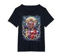 Power Rangers Mighty Morphin' Megazord Starry Night Poster Camiseta, Mujer Tallas Grandes, Negro, 1XL Grande