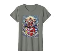 Power Rangers Mighty Morphin' Megazord Starry Night Poster Camiseta, Mujer, Verde Militar Jaspeado, XL