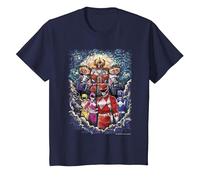 Power Rangers Mighty Morphin' Megazord Starry Night Poster Camiseta, Niños, Azul Marino, 12 años