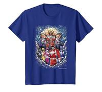 Power Rangers Mighty Morphin' Megazord Starry Night Poster Camiseta, Niños, Azul Real, 10 años