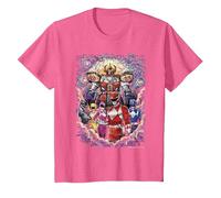 Power Rangers Mighty Morphin' Megazord Starry Night Poster Camiseta, Niños, Rosa Jaspeado, 2 años