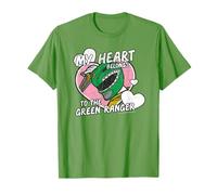 Power Rangers My Heart Belongs To The Green Ranger Vintage Camiseta