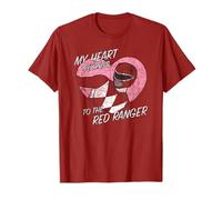 Power Rangers My Heart Belongs To The Red Ranger Vintage Camiseta
