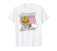 Power Rangers My Heart Belongs To The White Ranger Vintage Camiseta