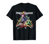 Power Rangers Rainbow Pyramid Retro Action Portrait Camiseta