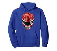 Power Rangers Red Ranger Polygon Helmet Sudadera con Capucha, Unisex para Adultos, Azul Real, S