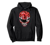 Power Rangers Red Ranger Polygon Helmet Sudadera con Capucha, Unisex para Adultos, Negro, XL