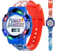 Power Rangers - Reloj Infantil con Bisel Iluminado con Luces giratorias, Pantalla LCD, fácil de Leer, Correa de plástico Ajustable, niños y niñas, Power Rangers