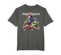 Power Rangers Triangle Group Shot Camiseta, Hombre Tallas Grandes, Asfalto, 5X Alto