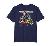 Power Rangers Triangle Group Shot Camiseta, Hombre Tallas Grandes, Azul Marino, 6X Alto