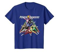 Power Rangers Triangle Group Shot Camiseta, Niños, Azul Real, 10 años