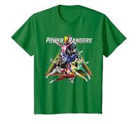 Power Rangers Triangle Group Shot Camiseta, Niños, Verde Kelly, 12 años