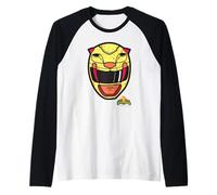 Power Rangers Yellow Ranger Sabertooth Tiger Big Face Camiseta Manga Raglan