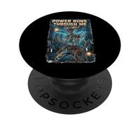 Power Runs Through Me Skeleton Electrician Lineman Gráfico PopSockets PopGrip Adhesivo