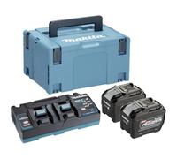 MAKITA Li-ion XGT 40V juego 2 piezas BL4080F+1 pieza cargador dual DC40RB+1 pieza Makpac 191Y97-1