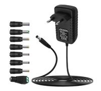 Power Supply Adapter 12V 2A, Cargador 5.5 * 2.1mm with 8 DC Sockets 1.5m | Universal AC 100-240V Alimentacion Transformador adaptadores para LED Strips, Router, TV Box, LCD Monitor