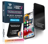 Power Theory Compatible con iPhone 15 Pro Protector de pantalla de vidrio templado, [Beneficios de la Sociedad Americana del Cáncer], obras de arte desaparecidas, 99% HD sin burbujas, transparente,