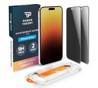 Power Theory Protector de pantalla de privacidad para iPhone 16 Pro, ultratransparente, con cristal 9H, resistencia a la rotura, instalación sin burbujas e instalación rápida, 2 unidades