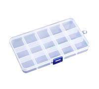 Power tool - Caja de almacenamiento de plástico de polipropileno transparente, organizador para pendientes, joyería, cuentas y accesorios pequeños, con 15 compartimentos
