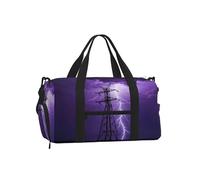 Power Tower Lightning - Bolsa de deporte con compartimento para zapatos, ligera, para gimnasio, fin de semana, para hombres y mujeres, bolsa de viaje impermeable con bolsillo húmedo