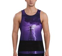 Power Tower Lightning - Camiseta sin mangas para hombre, de secado rápido, ajuste holgado, para correr, entrenar, Negro, M