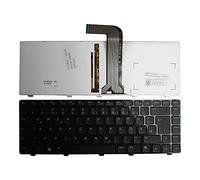 Power4Laptops Alemán Marco Negro Brillante Retroiluminada Negro Teclado para Ordenador portátil Compatible con DELL PK130OF1A00