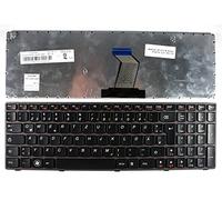 Power4Laptops Alemán Marco Púrpura Negro Teclado de Repuesto para Ordenador portátil Compatible con Lenovo MP-10A36D0-686B