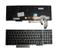 Power4Laptops Francés con Pointer Marco Plata Retroiluminada Negro Teclado para Ordenador portátil Compatible con Lenovo SN20P35697