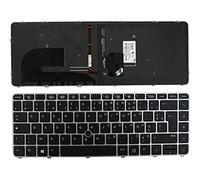 Power4Laptops Francés con Pointer Marco Plata Retroiluminada Negro Windows 8 Teclado de Repuesto para Ordenador portátil Compatible con HP EliteBook 840 G3