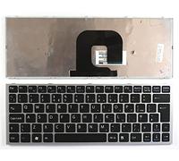 Power4Laptops Reino Unido Marco Plata Negro Teclado de Repuesto para Ordenador portátil Compatible con Sony Vaio VPCYB3Q1R/B