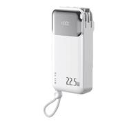 Powerbank 10000mAh 37Wh 3-en-1 sin Cables con Adaptador AC y Enchufe Plegable, 4 Dispositivos, USB-A/Type-C/iOS, Entrada Type-C 45W, PD 22,5W + QC3.0, Pantalla LCD,Seguridad, Apto avión,Blanco