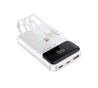 Powerbank 10000mAh PD 22,5 W QC 4.0 Carga rápida salidas USB-C con cables de carga rápida integrados Cargador portátil compatible con iPhone Samsung Google Pixel LG (blanco)