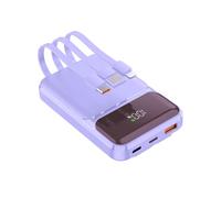 Powerbank 10000mAh PD 22,5 W QC 4.0 Carga rápida USB-C con cables de carga rápido integrados Cargador portátil Paquete de batería Compatible con iPhone Samsung Google Pixel LG (Morado)