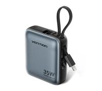 Powerbank 10000mah vention fhfn0/ 35w/ gris/ incluye cable usb tipo-c y lightning