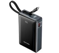 Power Bank Vention 20000mAh 65W PD PPS USB-C/USB-A Gris con Cable Integrado y Pantalla LED