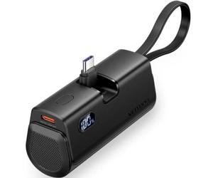 Powerbank 4800mAh Vention FHQB0/ 22.5W/ Negra/ Incluye Cable USB Tipo-C y Lightning