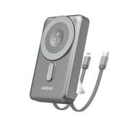 Dudao K29 Powerbank 10000 mAh PD 20 W MagSafe - Batería externa con cables USB-C y Lightning integrados, soporte y diseño de metal, gris