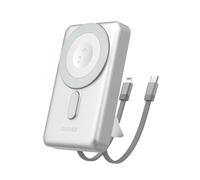 Powerbank K29 10000mAh MagSafe Carcasa metálica Soporte Cables USB-C iPhone Lightning PD 20W - Plateado
