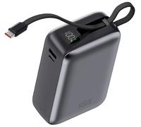 Ksix 30.000 Mah Power Bank, Carga Rápida 65w Pd, Carga Portátiles, Cable Integrado Usb-c, Pantalla Led, Negro