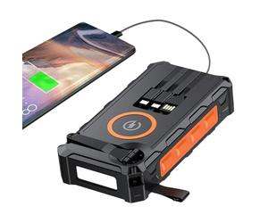 Powerbank solar | Cargador práctico con linterna integrada | Función de alarma de emergencia integrada SOS y brújula, banco eléctrico impermeable para mujeres