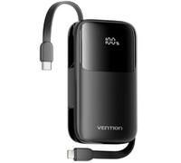 Powerbank 10000mah vention i11ba/ 22.5w/ negra/ incluye cable usb tipo-c y lightning