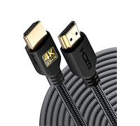 PowerBear Cable HDMI 4K 20m | Alta velocidad, nylon trenzado y conectores de oro, 4K @ 60Hz, Ultra HD, 2K, 1080P, ARC y CL3 Clasificado | para el ordenador portátil, monitor, PS5, Xbox One y más