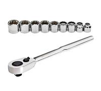 Powerbuilt 642050 Juego de llaves de vaso métricas de perfil bajo, 10 piezas, 3/8 pulgadas, 1 paquete