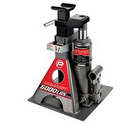 Powerbuilt de 3 toneladas, gato para botella y soportes para gato en uno, capacidad de 6000 libras, elevador de automóviles todo en uno, Unijack para vehículos de servicio pesado, base ancha 620471