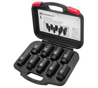 Powerbuilt Juego de 9 llaves de vaso de tuerca de eje de lujo, herramientas para quitar tuercas de eje de rueda delantera, vehículos extranjeros - 648991