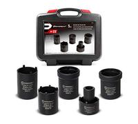 Powerbuilt Kit de herramientas para tuercas de husillo, 5 piezas, quitar tuercas de husillo, varios tamaños de enchufes de husillo, marcas de tamaño, caja de almacenamiento - 648636, negro