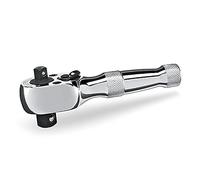 Powerbuilt Trinquete rechoncho, trinquete de doble cabeza, accionamiento de 1/4 pulgadas y 3/8 pulgadas, interruptor reversible, 72 dientes, pequeño espacio reducido - 640931, plateado